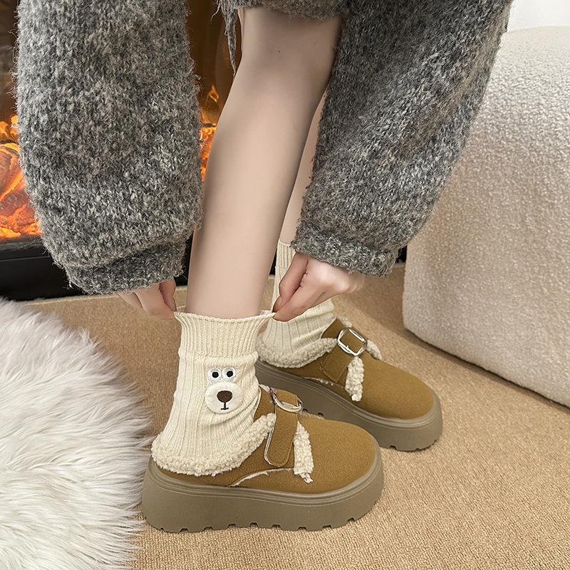 棕色厚底加外绒古毛毛拖鞋女20复25年款冬季保暖穿防新滑东北棉鞋