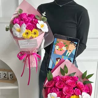 永生花玫瑰成品蜡笔小新广志的花香皂花告白情人节送女友生日礼物