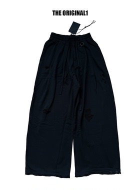 COOKIES6 新品王嘉尔同款做旧磨破宽松高级感ACCEPTANCE水洗卫裤