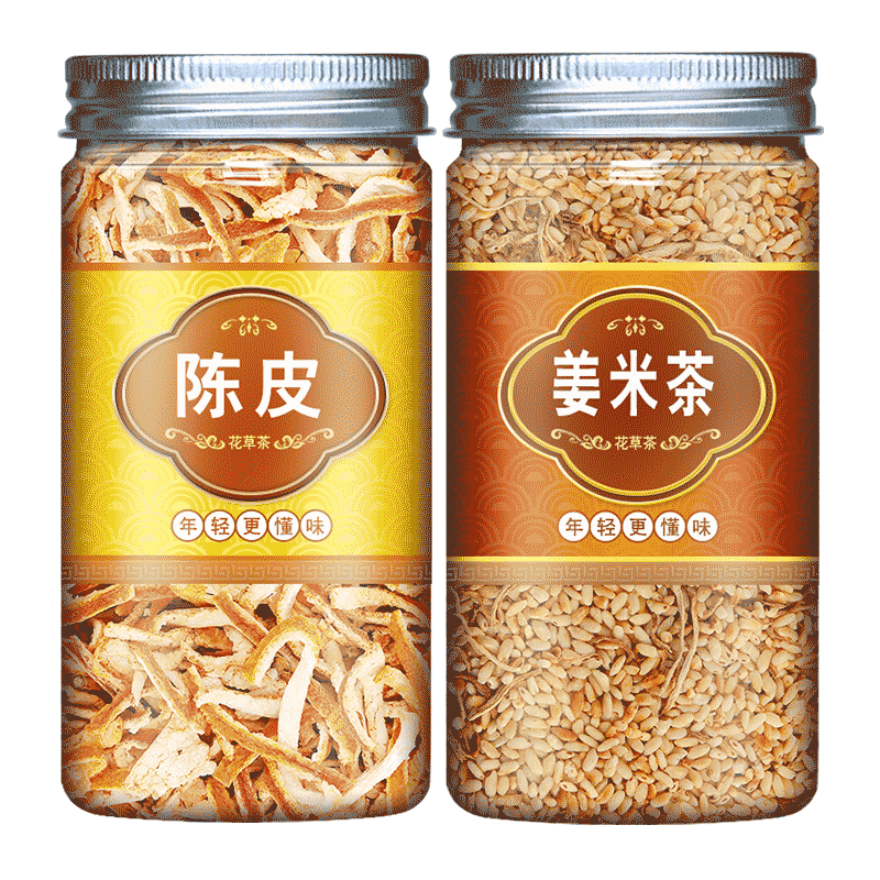 姜米陈皮茶组合炒熟泡水喝