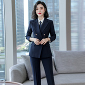 女装 酒店前台工作服套裤 马甲美容师套装 西装 三件套秋冬长袖 职业装