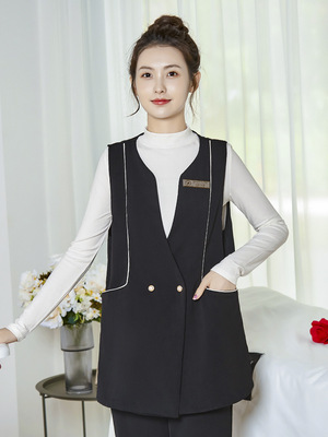 高端美容院工作服女SPA会所皮肤管理养生馆美容师马甲工装套装冬