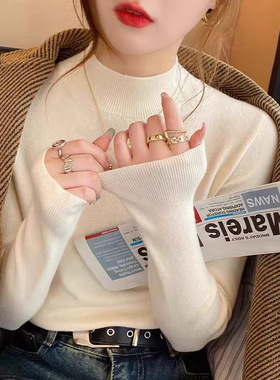 半高领打底衫女秋冬2026新款洋气针织内搭灰色毛衣冬季高级感上衣