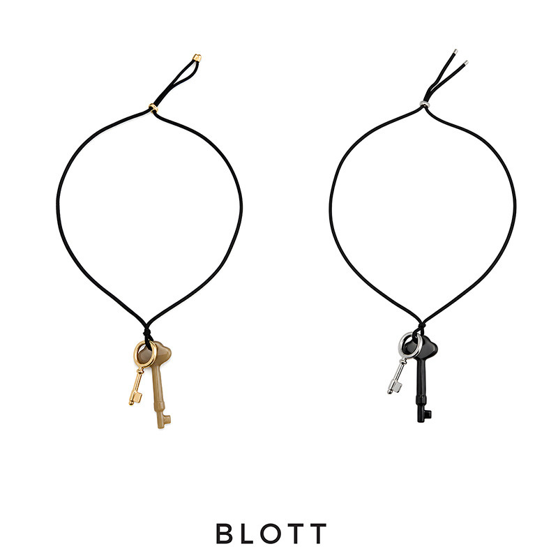 BLOTT  key系列 黄水牛角 黑水牛角简约钥匙麂皮绒项链