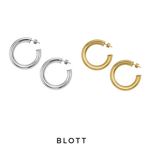 BLOTT key系列 金银空心纹理大圈耳环