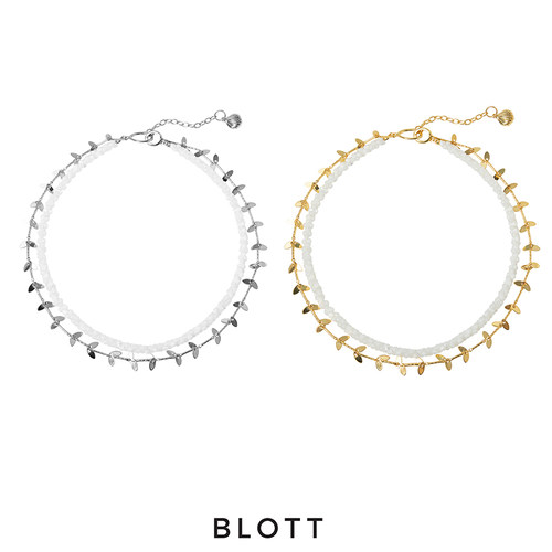 【卢昱晓同款】BLOTT度假系列 双层叠戴金银叶片项链