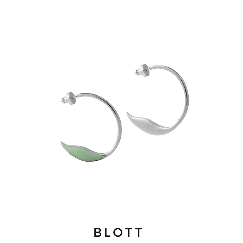 BLOTT 红绿珐琅柳叶半圈耳环