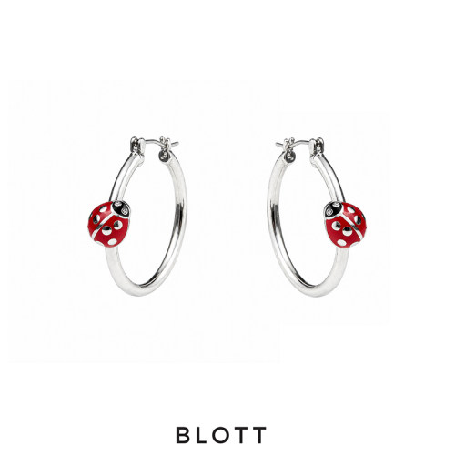 BLOTT 盛夏系列 珐琅研磨工艺红色瓢虫圈圈耳环