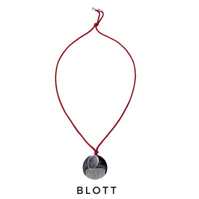 BLOTT 黑色水牛角天然水晶尼龙红绳项链吊坠毛衣链