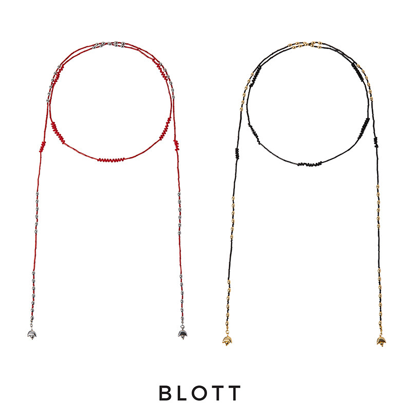 BLOTT 新年系列 串珠玛瑙多种佩戴黑红金银小元宝项链腰链