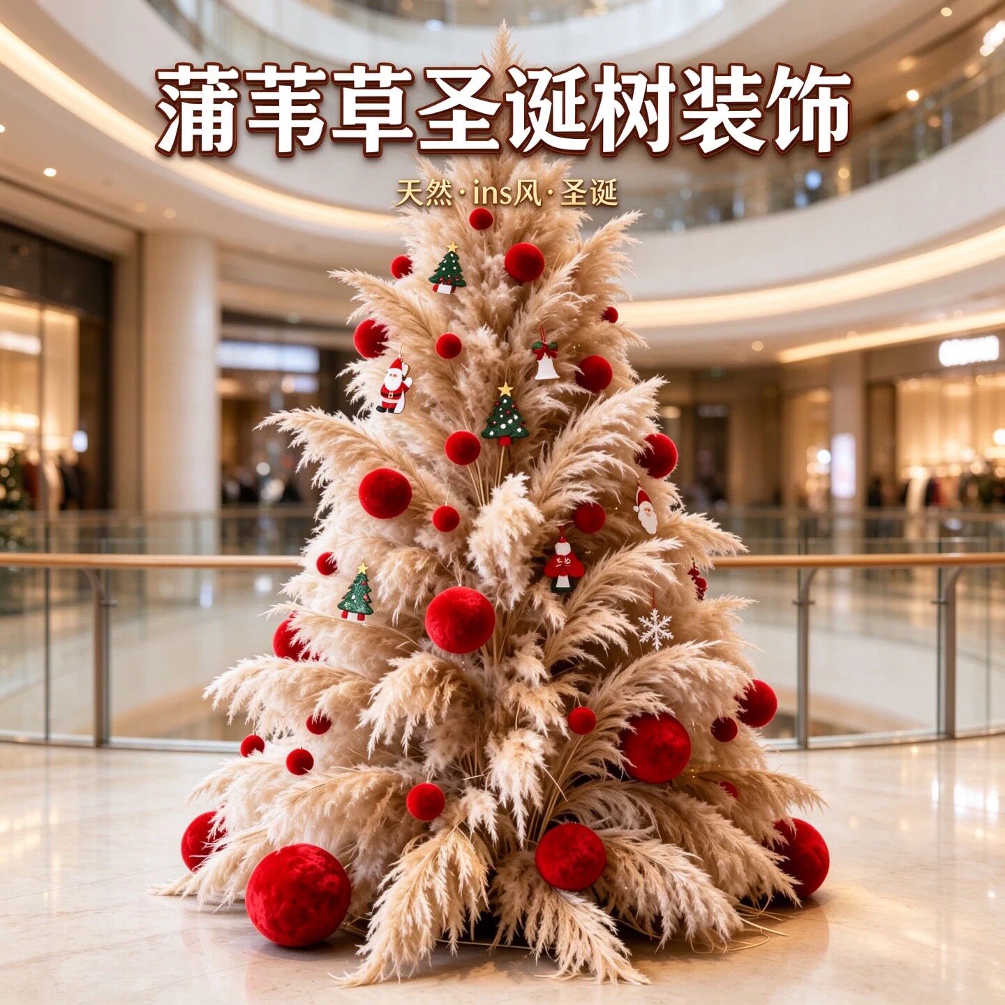 商场网红ins风蒲苇圣诞树定制图片