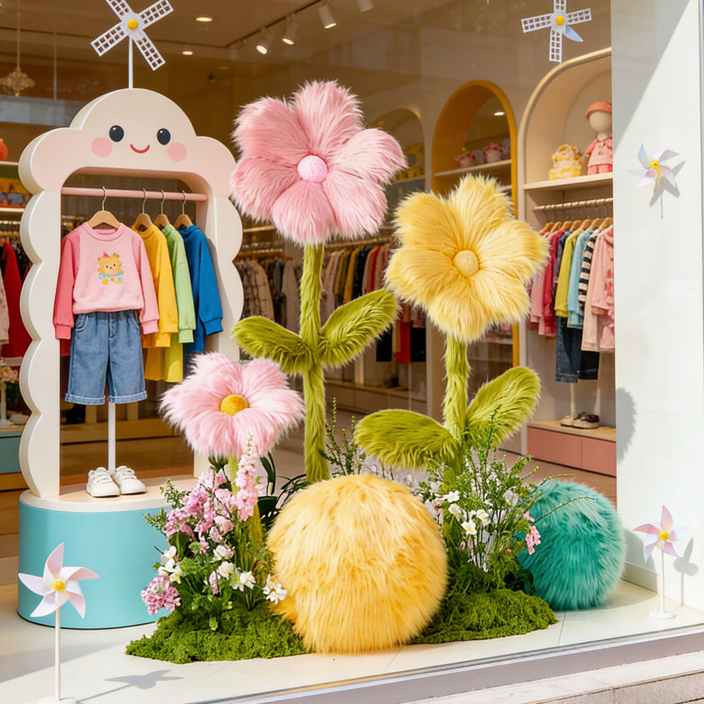 大型毛绒仿真花朵装饰美陈摆件商场橱窗背景引流打卡点拍照道具