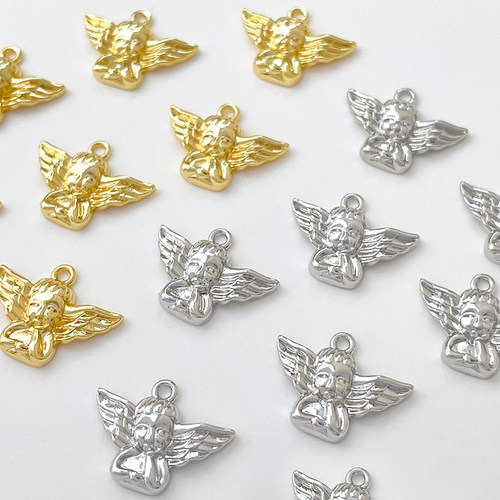 18k保色包金天使吊坠diy手工饰品手链项链耳饰珍珠串珠配件材料