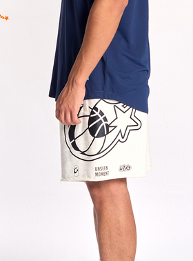 COURTMAN野球帝美式潮流户外训练跑步四分裤针织印花篮球运动短裤