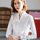 通勤修身 夏长袖 立领衬衣百搭气质4S店工作服 女职业正装 v领白衬衫