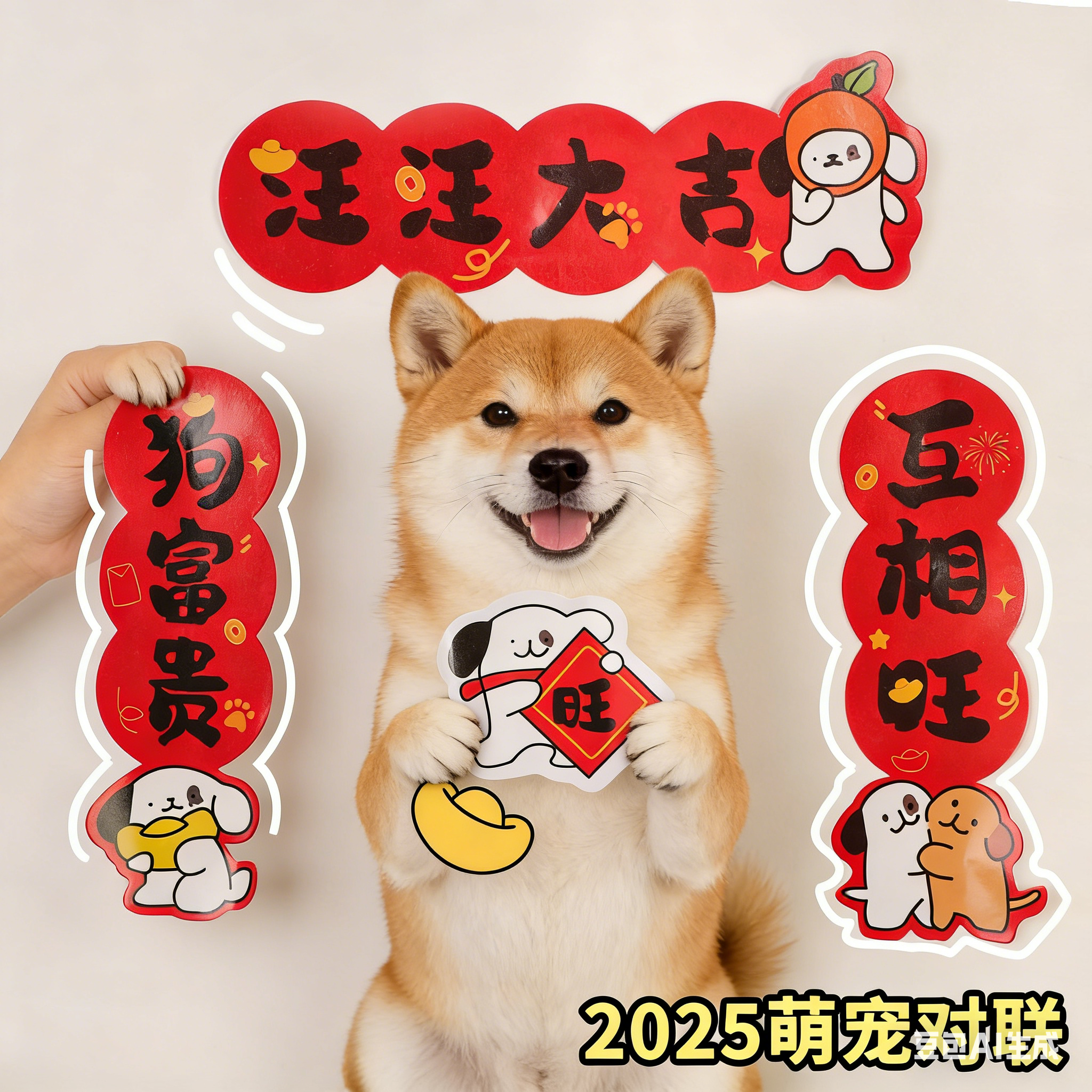 宠物狗狗对联贴纸新年喜庆猫窝春联猫别墅布置乔迁狗笼子装饰,宠物/宠物食品及用品,宠物相册、明信片等周边,淘宝优惠券,粉丝福利购,淘宝优惠卷