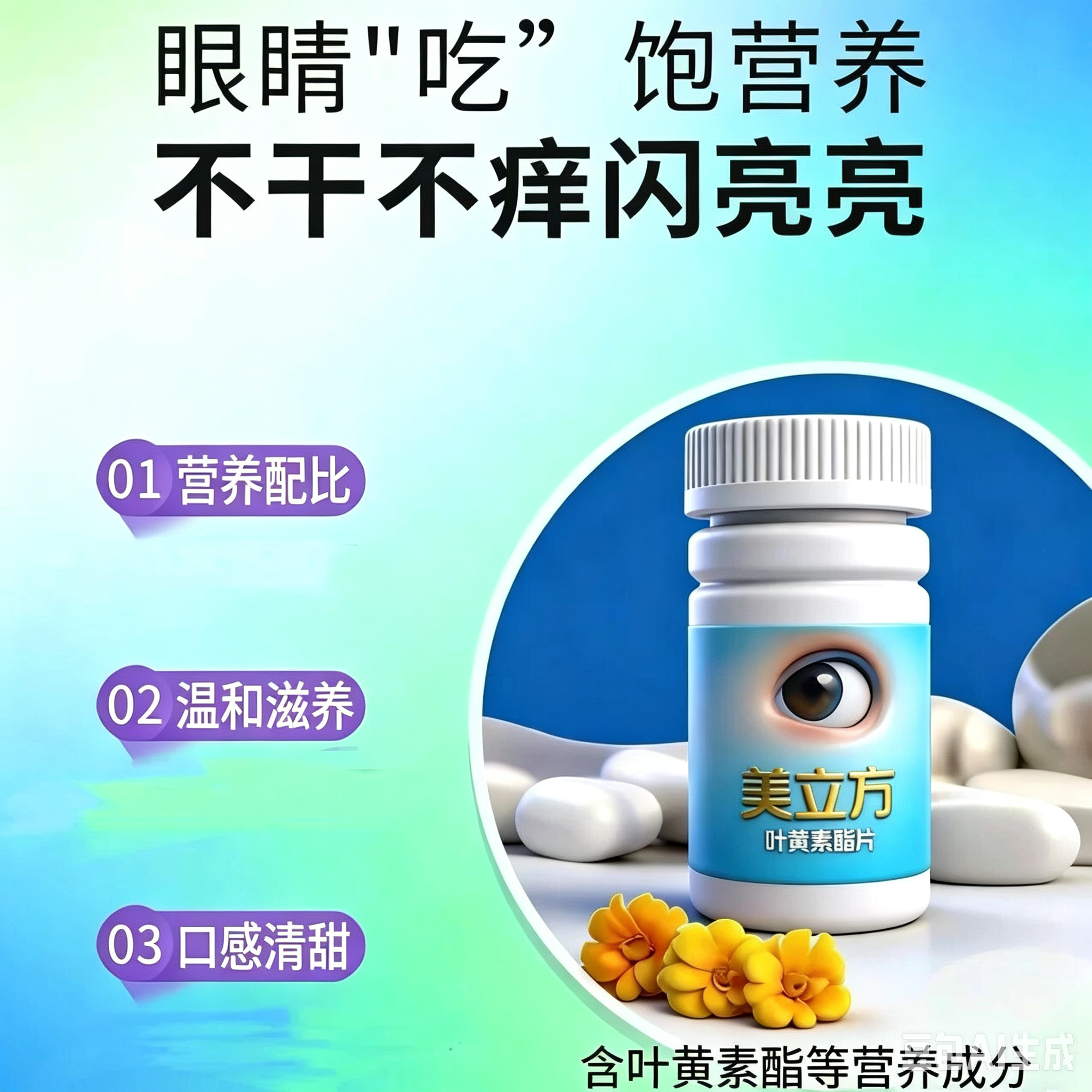 美立方叶黄素酯正品成人儿童视力熬夜学习正品60片