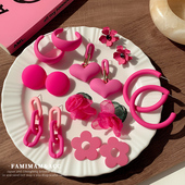 多巴胺玫粉色耳环女小众设计高级感耳钉2026年新款 潮网红爆款 耳饰