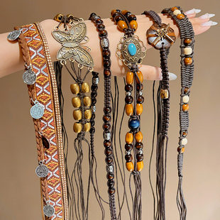 波西米亚民族风编织串珠腰链女2025新款 饰配饰 秋冬腰绳腰带腰间装