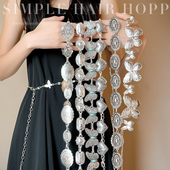 银色金属腰链高级感配裙子复古波西米亚蝴蝶链条y2k腰带女款 配饰