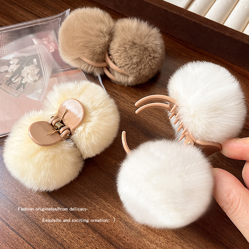 秋冬毛球小抓夹半扎发夹