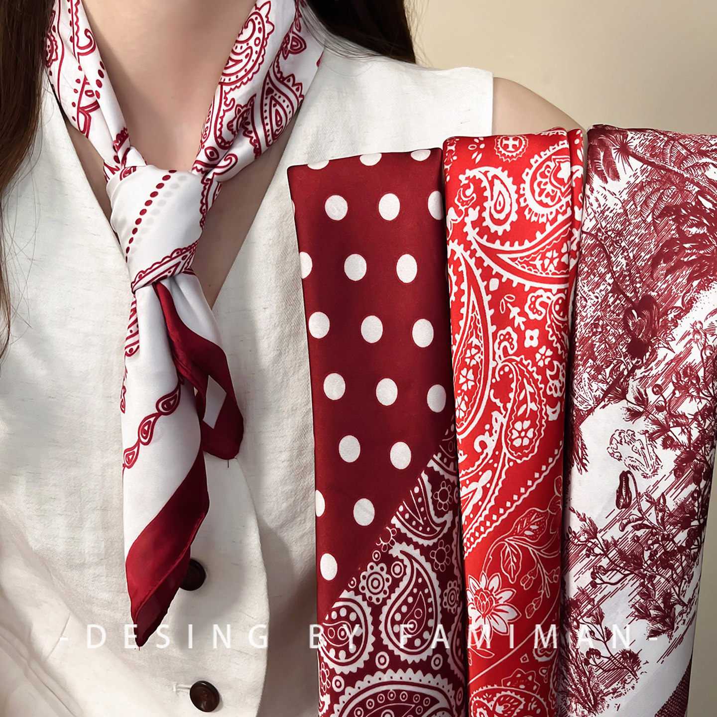 复古红色腰果花方巾三角巾女2025新款系脖丝巾领巾头巾腰巾配饰,饰品/流行首饰/时尚饰品新,其它首饰,淘宝优惠券,粉丝福利购,淘宝优惠卷