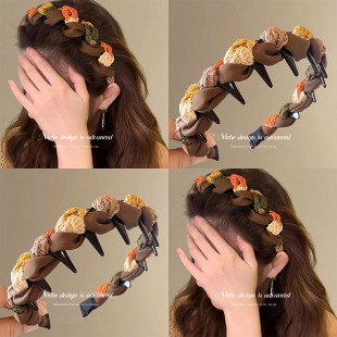 秋冬缠绕齿梳发箍女2025新款 高级感高颅顶头箍防滑压发发卡头饰