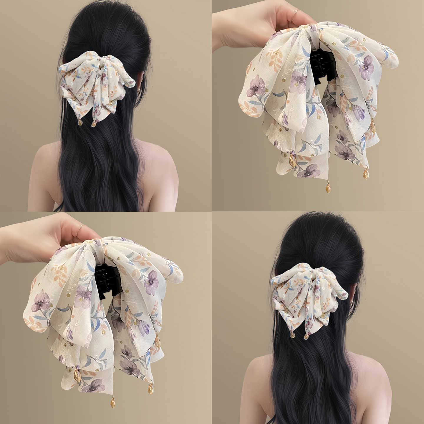 浪漫花卉！超仙碎花蝴蝶結抓夾！