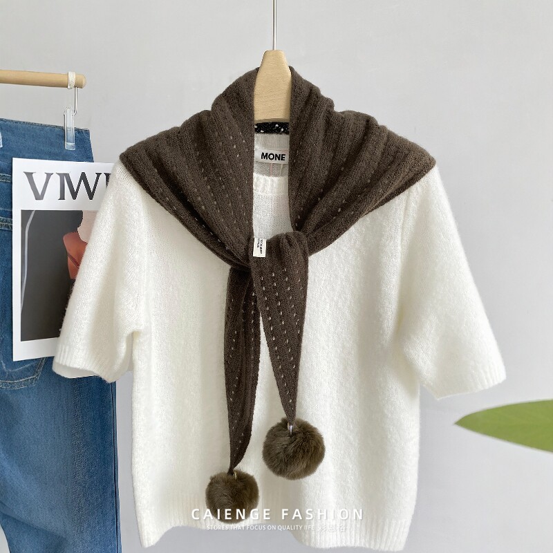 披肩外搭女秋冬羊毛针织三角行