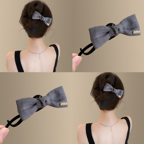 学院风~复古牛仔蝴蝶结扭扭夹女