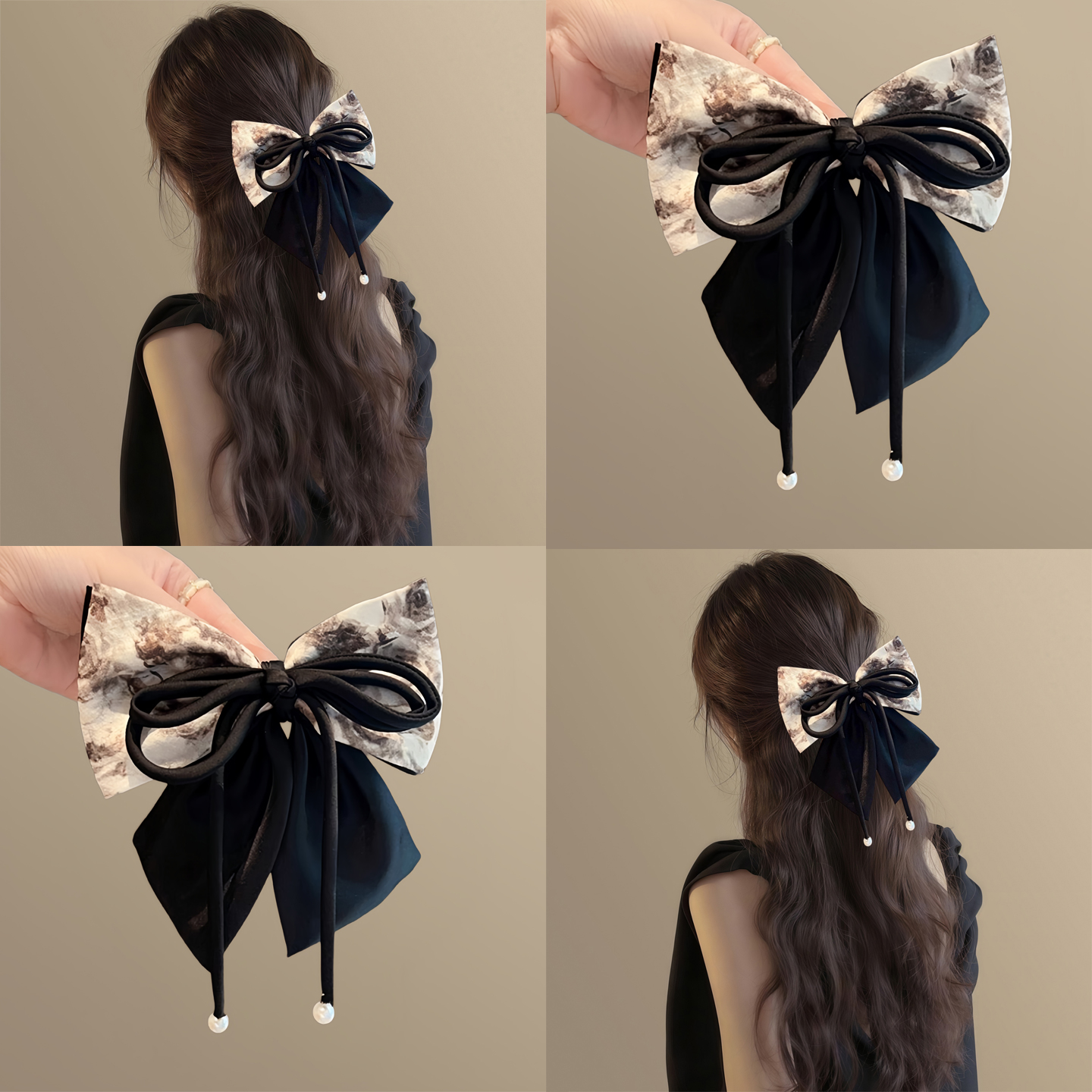 墨韵矜雅！复古水墨画蝴蝶结发夹