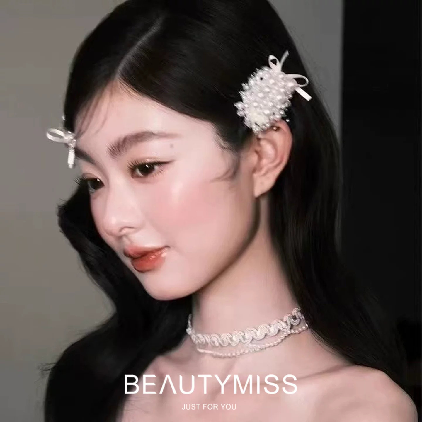 韩版白色珍珠发夹女刘海侧边夹