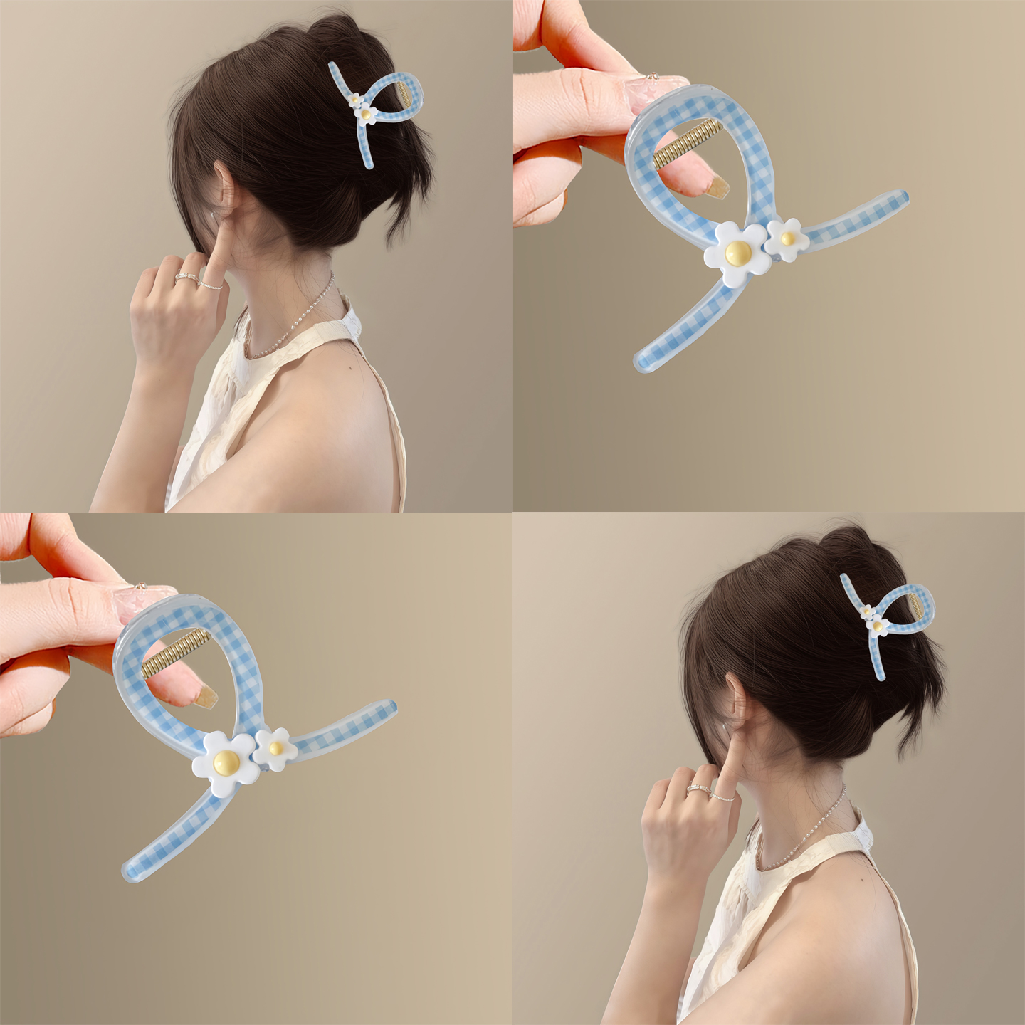 兩朵小花！清新藍色花朵抓夾！