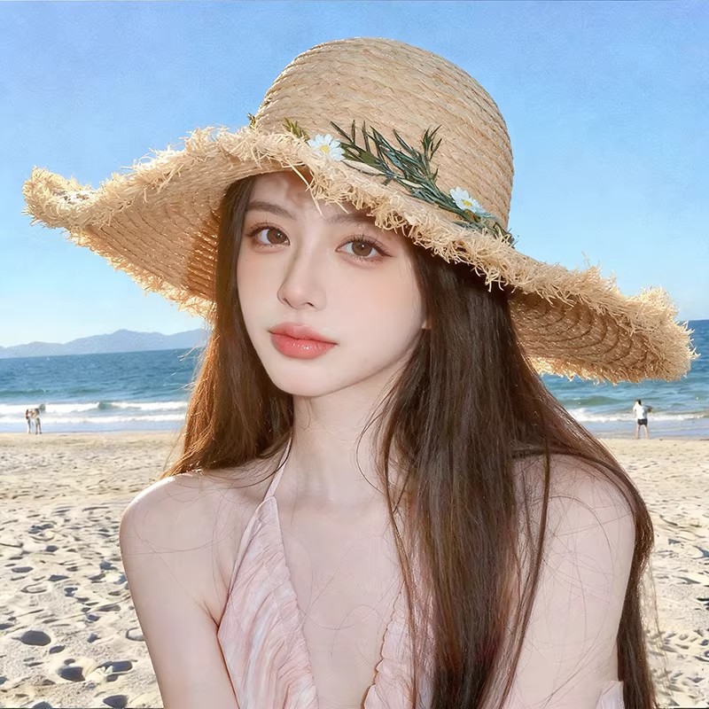 镂空拉菲草帽女夏季新款三亚海边