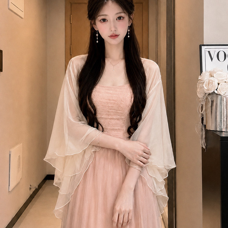 韩版白色薄款防晒披肩女外搭配裙