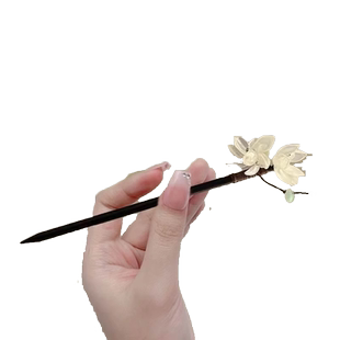 琉璃荷花朵发簪子小众新中式国风发zhan簪高级感盘发发钗古风发饰