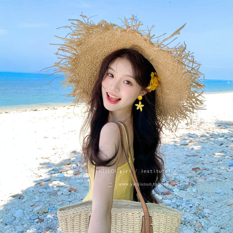 拉菲草帽夏季出游海边沙滩度假风
