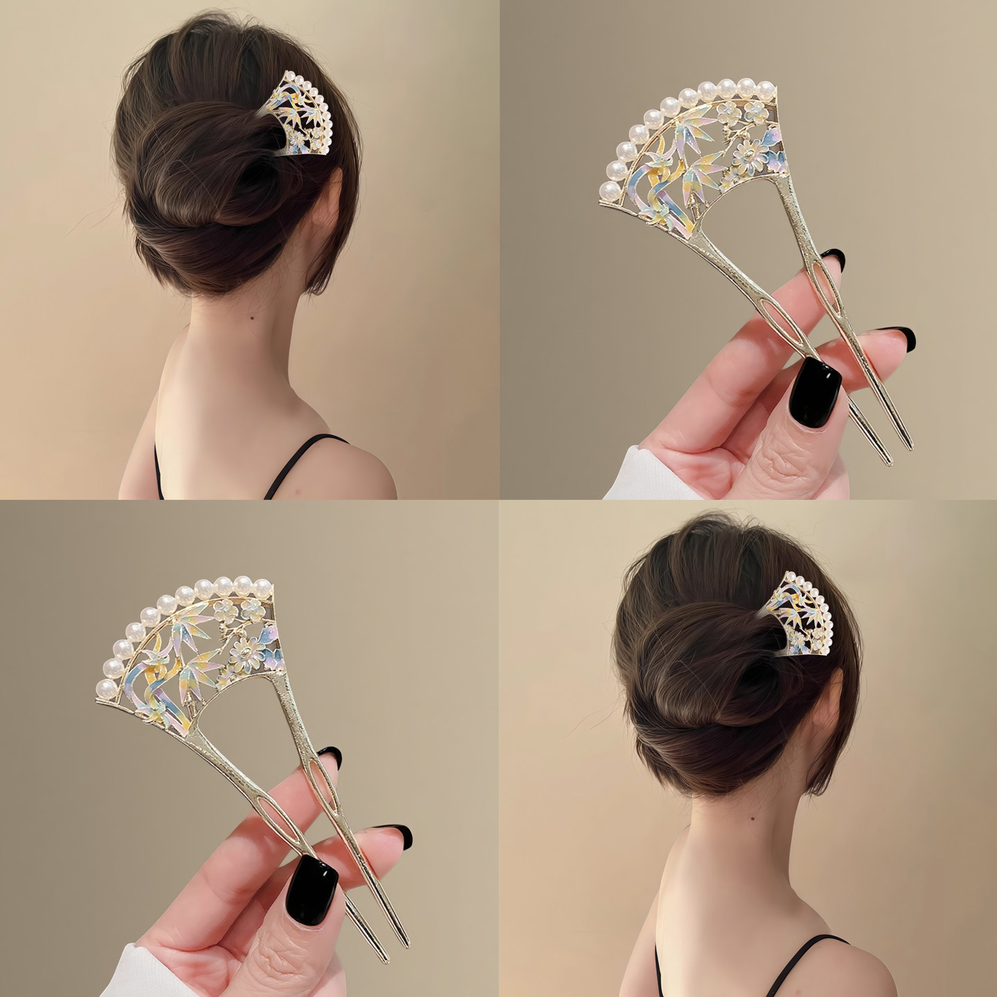 偏飞如梦！珍珠镂空u型发簪！2025新品新中式后脑勺簪子发钗拎环,服饰配件/皮带/帽子/围巾,拎环,淘宝优惠券,粉丝福利购,淘宝优惠卷