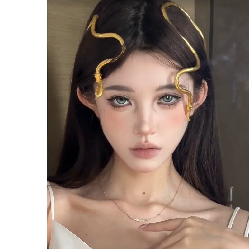 异域风情金色个性蛇形美杜莎发饰