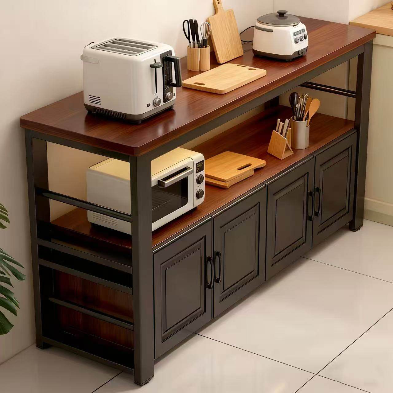 厨房置物架落地多功能餐边橱柜切菜桌备餐工作台微波炉烤箱收纳柜,厨房/烹饪用具,厨房置物架/置物柜/角架,淘宝优惠券,粉丝福利购,淘宝优惠卷