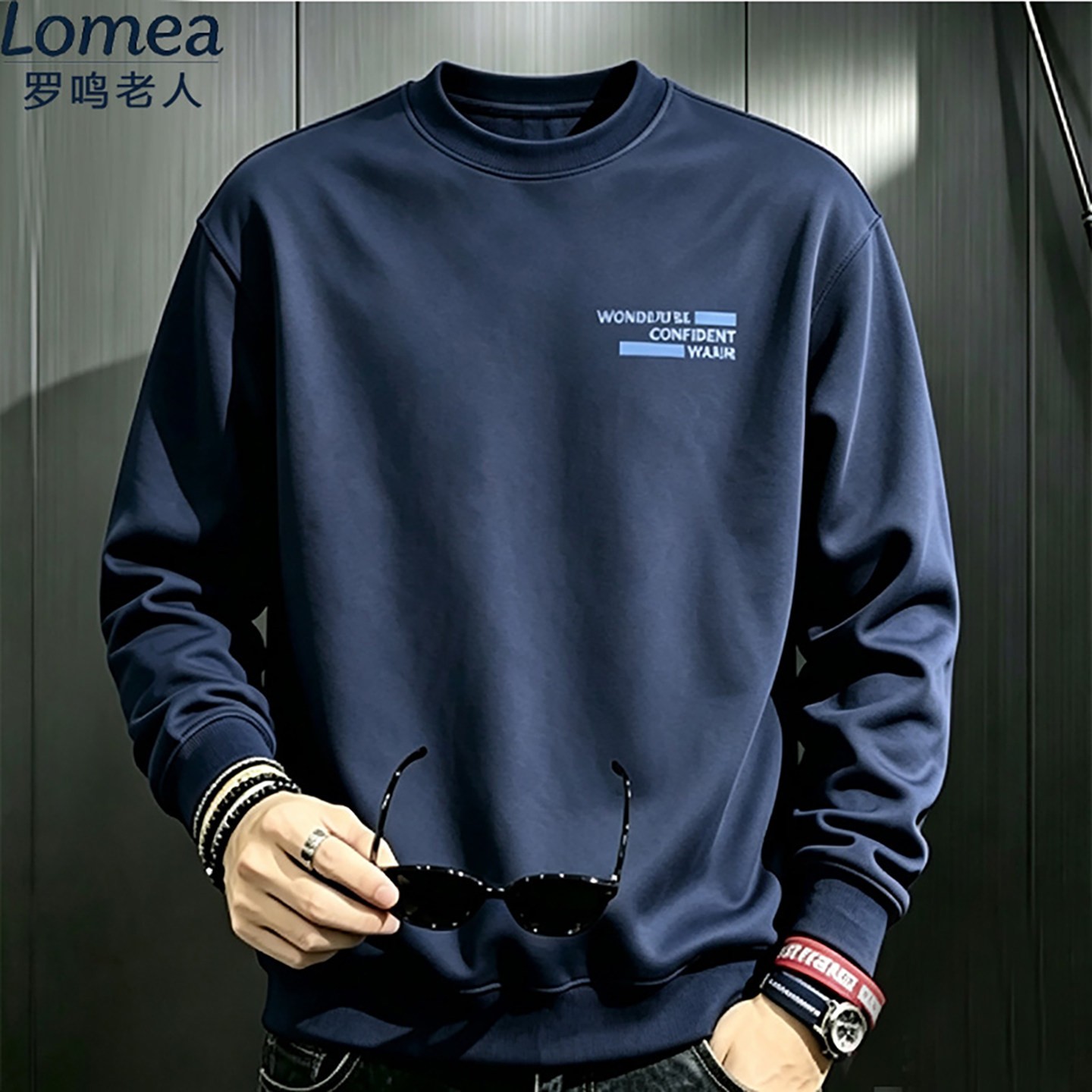 lomea罗鸣老人品牌轻奢男装2026新款秋季长袖卫衣男士印花卫衣a4