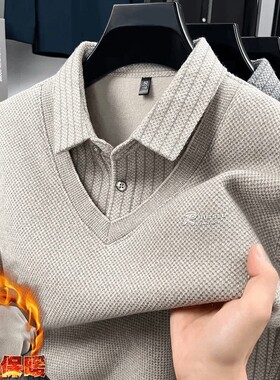 格点服饰店男装NYKBOOS男士假两件冬季加绒加厚商务休闲长袖上a28