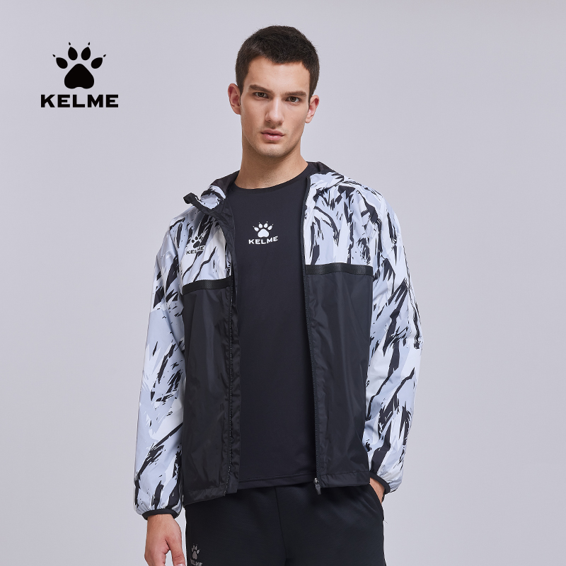 kelme卡尔美运动风衣男春季新款足球跑步迷彩防风防水训练服外套
