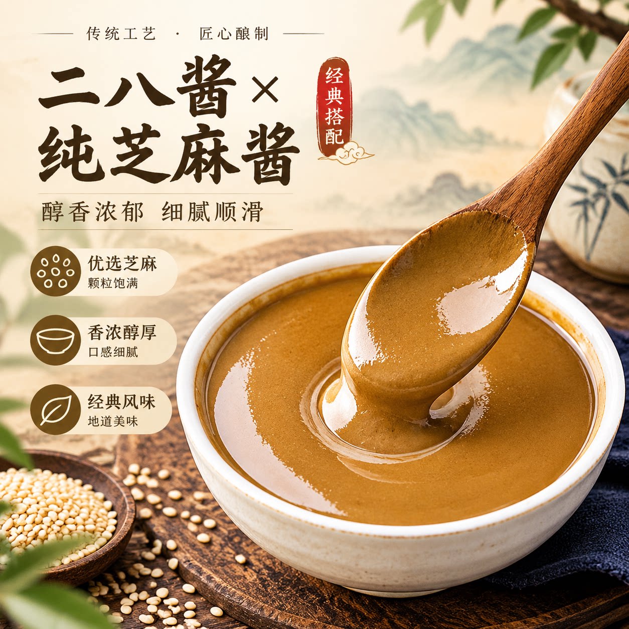 老北京二八酱袋装芝麻花生酱调和酱混合酱火锅蘸料麻酱调料拌面酱