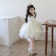 女童白色亮片网纱蛋糕裙连衣裙2025秋冬新款 女孩蓬蓬公主裙背心裙