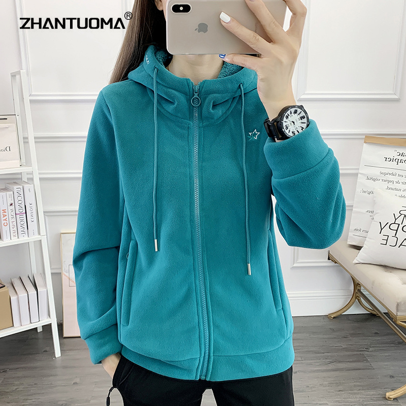 连帽抓绒衣女2025新款秋冬