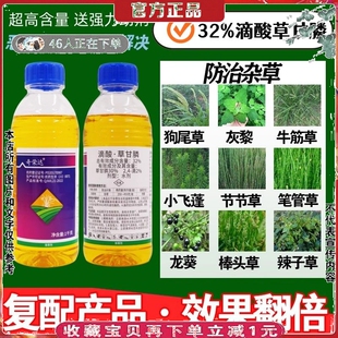 滴酸草甘膦除草烂根杀大草顽固杂草果园杀小飞蓬打碗花杂草除草剂