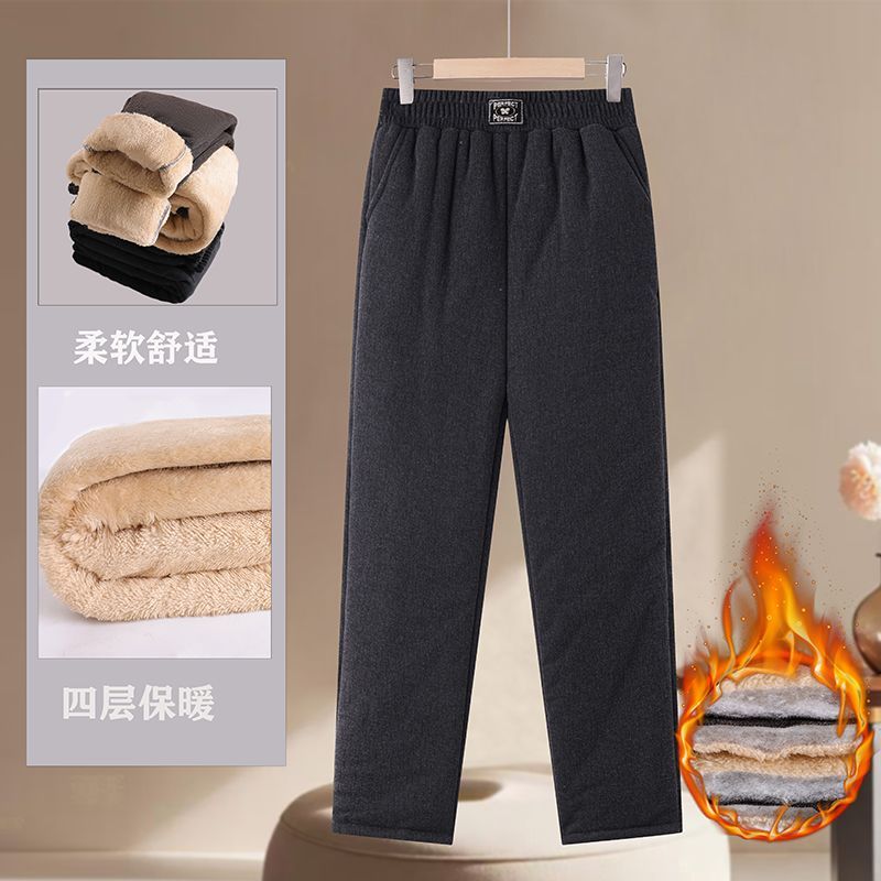 女冬季加绒棉裤四层夹厚