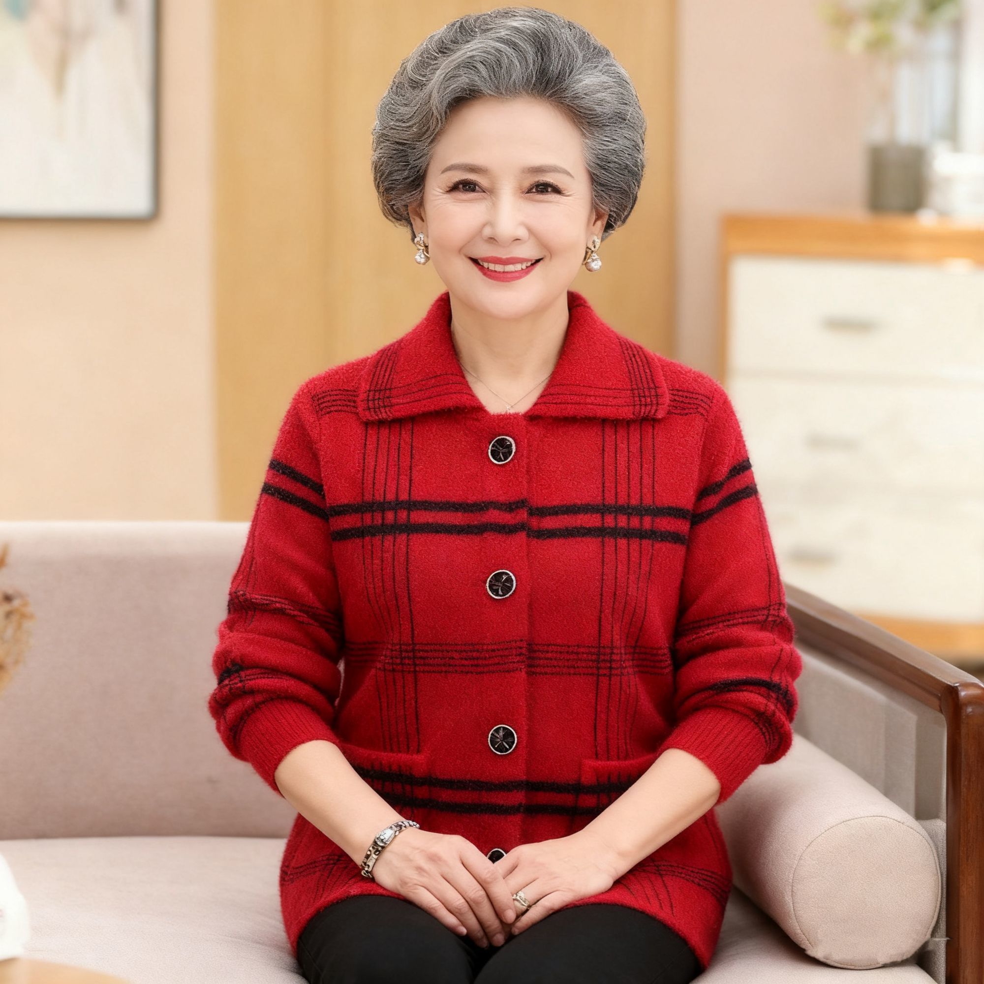 妈妈装秋冬时尚毛衣中老