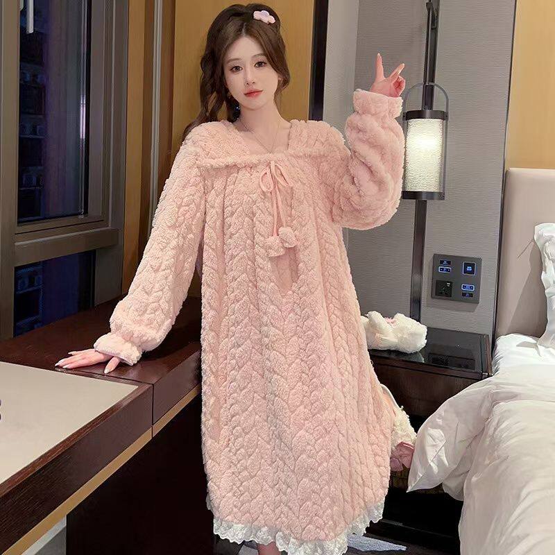 珊瑚绒长款浴裙女秋冬季